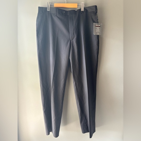 NWT Kirkland, size 38x30, men’s 100% Wool, Made in Italy black dress pants - Picture 2 of 8
